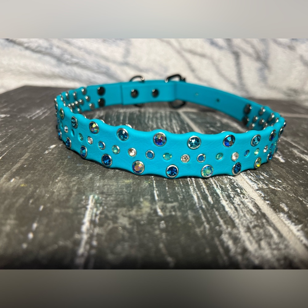 Crystal handmade biothane dog collar